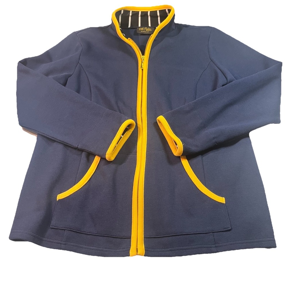 Bob Mackie Navy Blue Full Zip Fleece Jacket Women's Medium Wearable Art